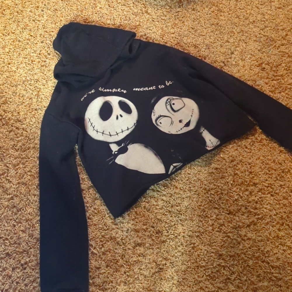 Disney The Night Before Christmas, Cropped Juniors Hoodie-Size: Small